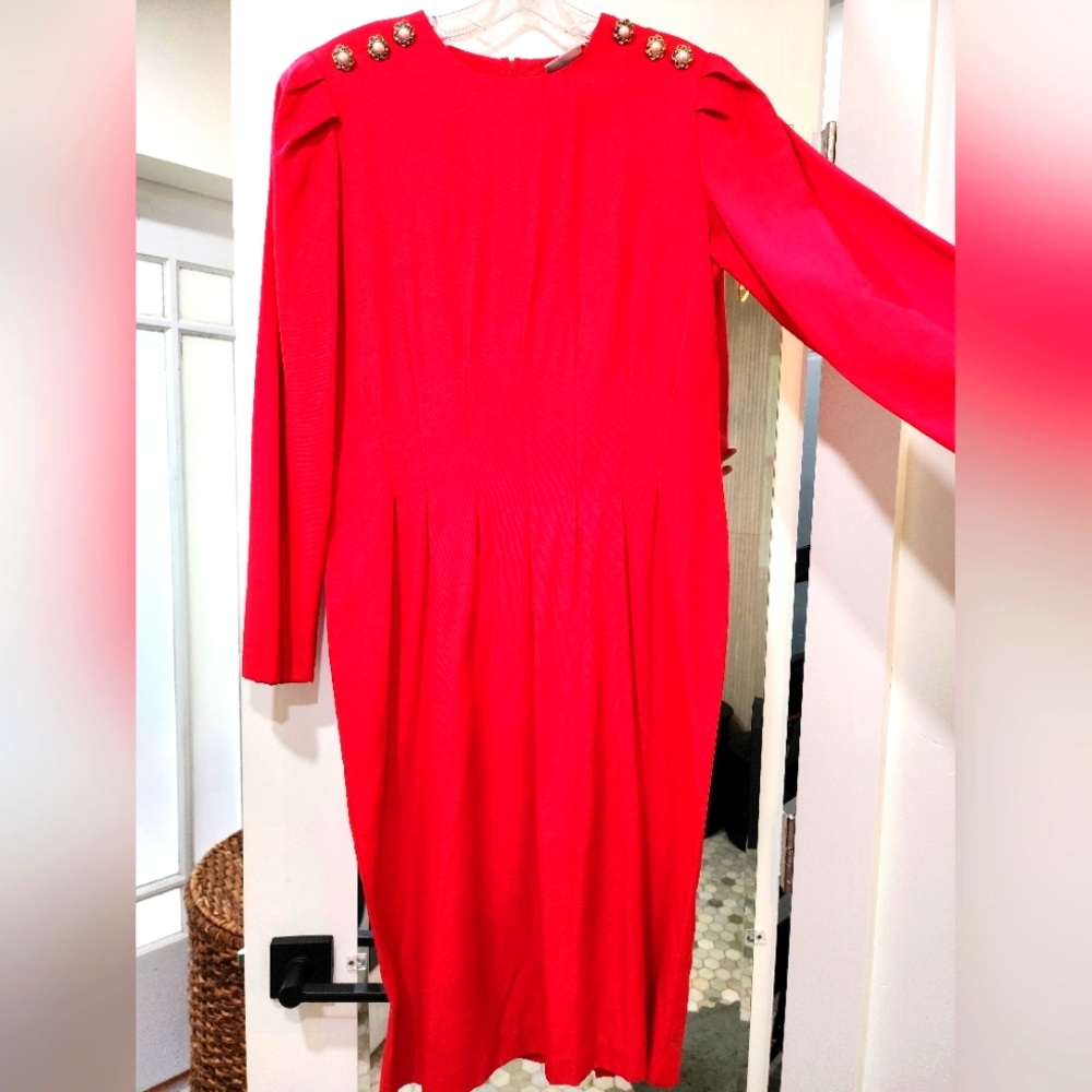 Women Red Dress Like New Size 10 # Made In USA